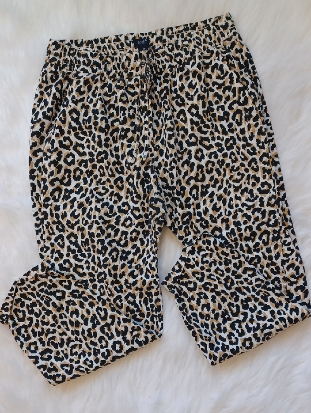 J.Crew Leopard Print Linen Blend Pants. Womans Size 8.